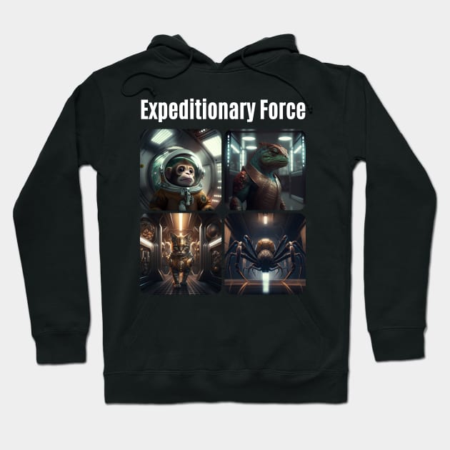 Filthy Monkeys - Expeditionary Force (minimal text) Hoodie by AI-datamancer